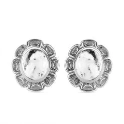 Weißer Büffel Ohrringe 925 Silber Platiniert Ca. 7.52 Ct