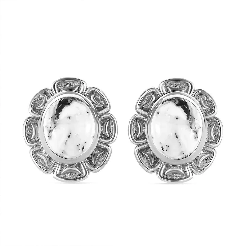 Weißer Büffel Ohrringe 925 Silber Platiniert Ca. 7.52 Ct 3 Weißer Büffel Ohrringe 925 Silber Platiniert Ca. 7.52 Ct