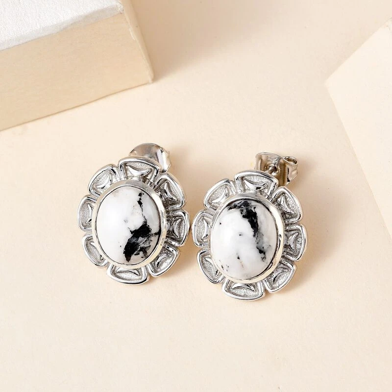 Weißer Büffel Ohrringe 925 Silber Platiniert Ca. 7.52 Ct 4 Weißer Büffel Ohrringe 925 Silber Platiniert Ca. 7.52 Ct – Bild 2