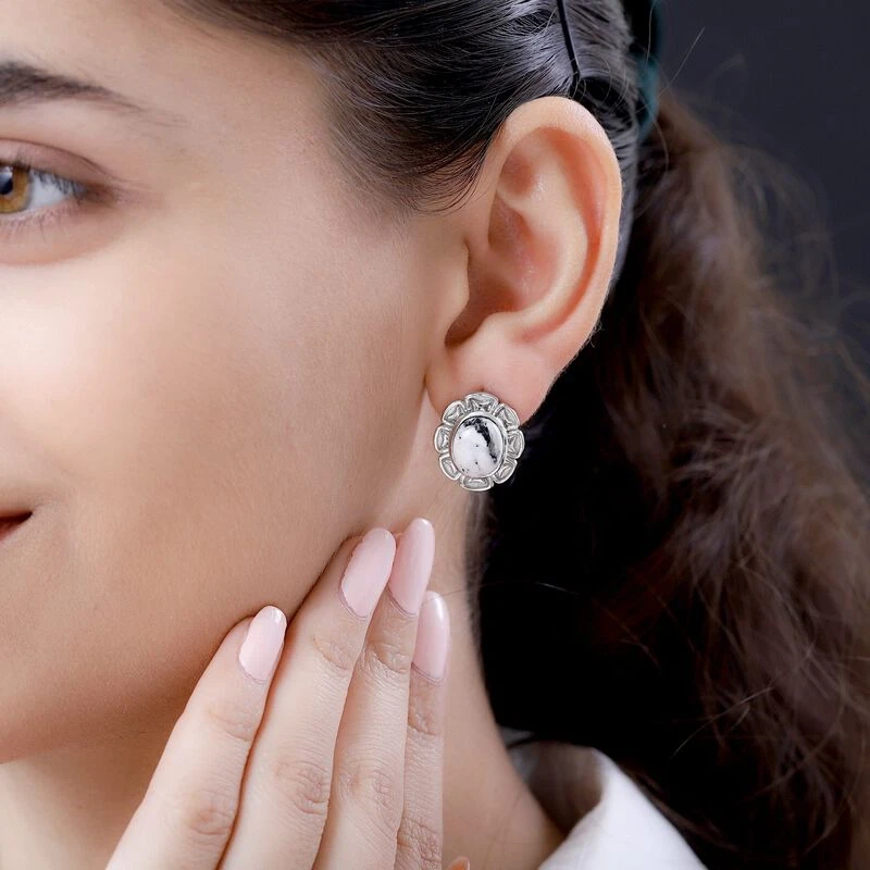 Weißer Büffel Ohrringe 925 Silber Platiniert Ca. 7.52 Ct 5 Weißer Büffel Ohrringe 925 Silber Platiniert Ca. 7.52 Ct – Bild 3