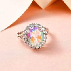 Merkur Mystischer Topas Und Weißer Zirkon-Ring, 925 Silber Platiniert (Größe 17.00) Ca. 5.71 Ct -Schmuck Shoplc 7251863 1