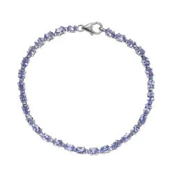 Tansanit Armband, Ca. 19 Cm, 925 Silber Platiniert Ca. 7.95 Ct