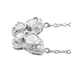 Weiße Polki Diamant Halskette, Ca. 45 Cm, 925 Silber Platiniert Ca. 0.50 Ct -Schmuck Shoplc 7253291 3