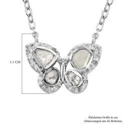 Weiße Polki Diamant Halskette, Ca. 45 Cm, 925 Silber Platiniert Ca. 0.50 Ct -Schmuck Shoplc 7253291 6