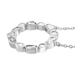 Handgearbeiteter Polki Diamant Halskette, Ca. 45 Cm, 925 Silber Platiniert Ca. 0.50 Ct -Schmuck Shoplc 7253417 3