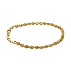 Italianisches Diamantschliff Kugel-Armband, Ca. 18 Cm, 925 Silber Vergoldet