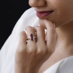 Patroke Triplette Quarz Und Weißer Zirkon Ring, 925 Silber Vergoldet (Größe 20.00) Ca. 3.56 Ct -Schmuck Shoplc 7253999 2