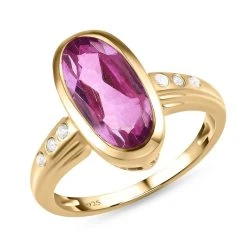 Patroke Triplette Quarz Und Weißer Zirkon Ring, 925 Silber Vergoldet (Größe 20.00) Ca. 3.56 Ct -Schmuck Shoplc 7253999 3