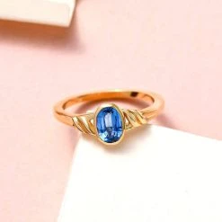 Kaschmir Kyanit Ring, 925 Silber Vergoldet (Größe 19.00) Ca. 1.03 Ct -Schmuck Shoplc 7254477 1