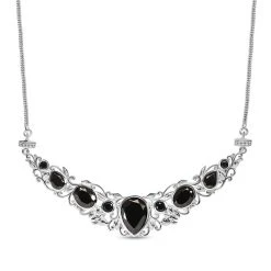 Elite Schungit Halskette, Ca. 45 Cm, 925 Silber Ca. 7.72 Ct