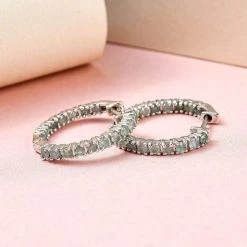 Alexandrit Creolen, 925 Silber Platiniert Ca. 1.39 Ct -Schmuck Shoplc 7255091 1