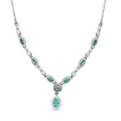 Alexandrit Halskette, Ca. 50 Cm, 925 Silber Platiniert Ca. 1,43 Ct