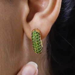 Natürliche Chromdiopsid Ohrringe, 925 Silber Vergoldet Ca. 3.12 Ct -Schmuck Shoplc 7255239 2