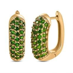 Natürliche Chromdiopsid Ohrringe, 925 Silber Vergoldet Ca. 3.12 Ct -Schmuck Shoplc 7255239 3