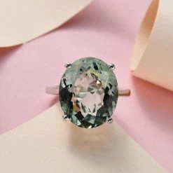 Prasiolith Ring, 925 Silber Platiniert (Größe 20.00) Ca. 15,00 Ct -Schmuck Shoplc 7255726 1