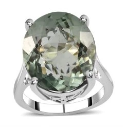 Prasiolith Ring, 925 Silber Platiniert (Größe 20.00) Ca. 15,00 Ct -Schmuck Shoplc 7255726 3