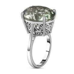 Prasiolith Ring, 925 Silber Platiniert (Größe 20.00) Ca. 15,00 Ct -Schmuck Shoplc 7255726 4