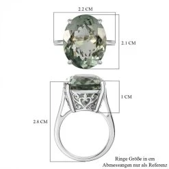 Prasiolith Ring, 925 Silber Platiniert (Größe 20.00) Ca. 15,00 Ct -Schmuck Shoplc 7255726 6