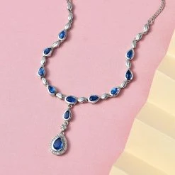 Kaschmir Kyanit Halskette, Ca. 45 Cm, 925 Silber Platiniert Ca. 4.08 Ct -Schmuck Shoplc 7257128 2