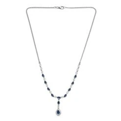 Kaschmir Kyanit Halskette, Ca. 45 Cm, 925 Silber Platiniert Ca. 4.08 Ct -Schmuck Shoplc 7257128 3