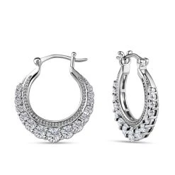 Weiße Zirkonia Ohrringe, Messing, Platiniert Ca. 4.08 Ct