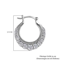 Weiße Zirkonia Ohrringe, Messing, Platiniert Ca. 4.08 Ct -Schmuck Shoplc 7257499 5