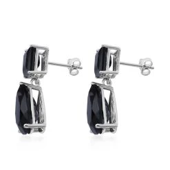 Schwarze Spinell Ohrringe, 925 Silber Platiniert Ca. 20,70 Ct -Schmuck Shoplc 7257533 2