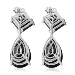 Schwarze Spinell Ohrringe, 925 Silber Platiniert Ca. 20,70 Ct -Schmuck Shoplc 7257533 3