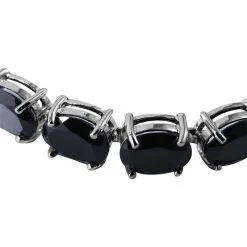 Schwarzes Spinell Armband, Ca. 20 Cm, 925 Silber Platiniert Ca. 47,30 Ct -Schmuck Shoplc 7257535 1