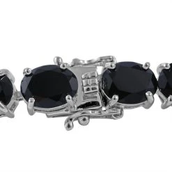 Schwarzes Spinell Armband, Ca. 20 Cm, 925 Silber Platiniert Ca. 47,30 Ct -Schmuck Shoplc 7257535 2