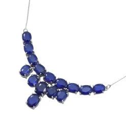 Masoala Saphir (Fissure Gefüllt) Collier, Ca. 45 Cm, 925 Silber Platiniert Ca. 26.84 Ct -Schmuck Shoplc 7257547 2