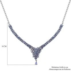 Tansanit Halskette, Ca. 45 Cm, 925 Silber Platiniert Ca. 10.35 Ct -Schmuck Shoplc 7257563 5