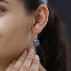 Tansanit Ohrringe, 925 Silber Platiniert Ca. 4.09 Ct -Schmuck Shoplc 7257571 2