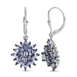 Tansanit Ohrringe, 925 Silber Platiniert Ca. 4.09 Ct -Schmuck Shoplc 7257571 3