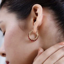 Granat Zirkonia Ohrringe, Messing Vergoldet Ca. 4,24 Ct -Schmuck Shoplc 7257575 2