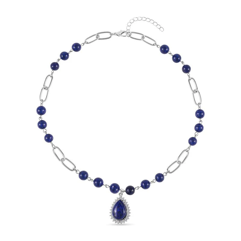 Lapislazuli Collier, Ca. 45 Cm, Silberfarben Ca. 83,00 Ct 3 Lapislazuli Collier, Ca. 45 Cm, Silberfarben Ca. 83,00 Ct