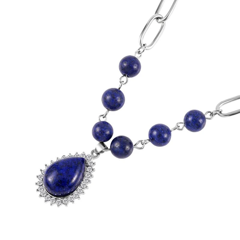 Lapislazuli Collier, Ca. 45 Cm, Silberfarben Ca. 83,00 Ct 5 Lapislazuli Collier, Ca. 45 Cm, Silberfarben Ca. 83,00 Ct – Bild 3