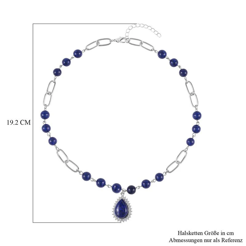 Lapislazuli Collier, Ca. 45 Cm, Silberfarben Ca. 83,00 Ct 6 Lapislazuli Collier, Ca. 45 Cm, Silberfarben Ca. 83,00 Ct – Bild 4