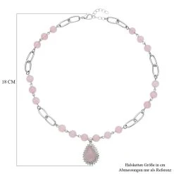 Rosenquarz Collier, Ca. 45 Cm, Silberfarben Ca. 83,00 Ct -Schmuck Shoplc 7257924 3