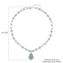 Grünes Aventurin Collier, Ca. 45 Cm, Silberfarben Ca. 83.00 Ct -Schmuck Shoplc 7257928 3