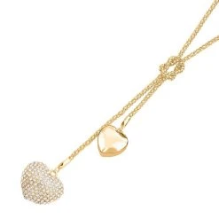 Weiße Kristall Herz-Halskette, Ca. 70 Cm, Goldfarben -Schmuck Shoplc 7257929 2