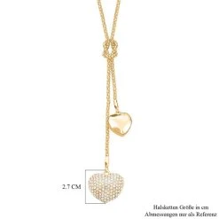 Weiße Kristall Herz-Halskette, Ca. 70 Cm, Goldfarben -Schmuck Shoplc 7257929 4