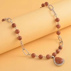 Goldfluss Collier, Ca. 45 Cm, Silberfarben Ca. 76,00 Ct -Schmuck Shoplc 7257934 1