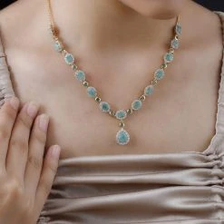 Socoto Smaragd Collier, Ca. 45 Cm, 925 Silber Gelbgold Vermeil Ca. 14.00 Ct -Schmuck Shoplc 7258400 1