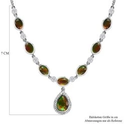 Kanadische Ammolit Halskette, Ca. 45 Cm, 925 Silber Platiniert Ca. 8.49 Ct -Schmuck Shoplc 7258881 5