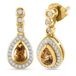 Natürliche Goldene Tansanit Und Weiße Zirkon Ohrringe, 925 Silber Gelbgold Vermeil Ca. 1.24 Ct -Schmuck Shoplc 7259204 3