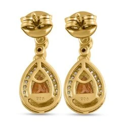 Natürliche Goldene Tansanit Und Weiße Zirkon Ohrringe, 925 Silber Gelbgold Vermeil Ca. 1.24 Ct -Schmuck Shoplc 7259204 4