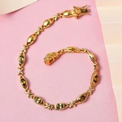 Natürliches Goldenes Tansanit Und Weißes Zirkon Armband, Ca. 20 Cm, 925 Silber Gelbgold Vermeil Ca. 2,78 Ct -Schmuck Shoplc 7259294 1