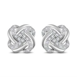 Weiße Diamant Ohrringe, 925 Silber Platiniert Ca. 0.20 Ct