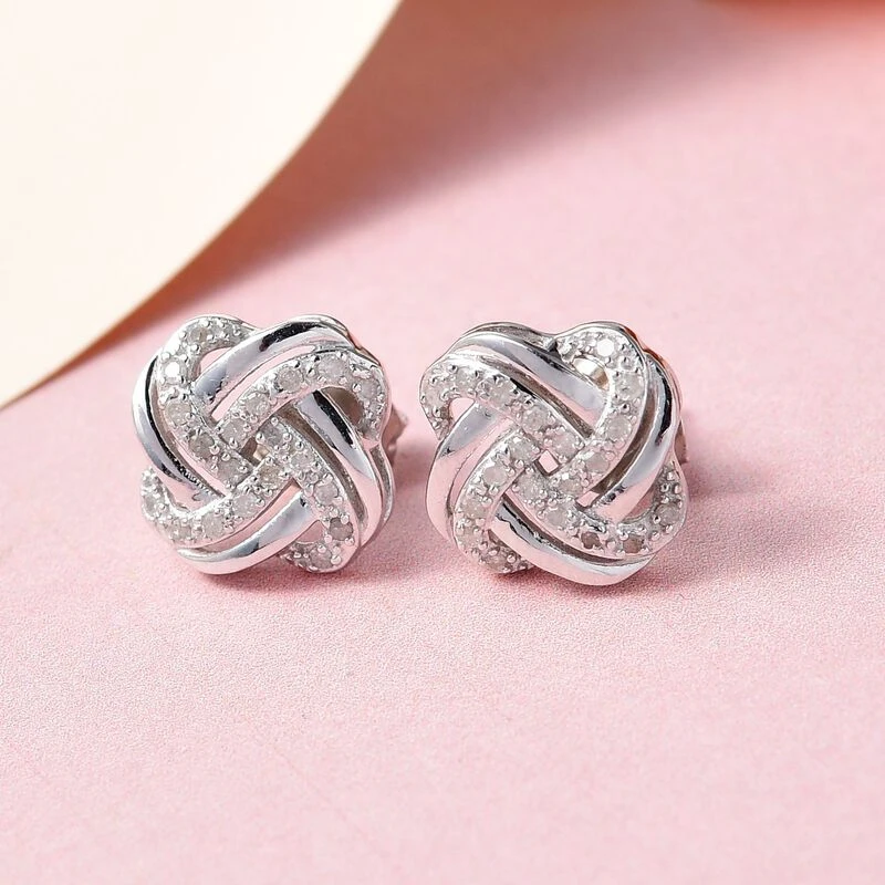 Weiße Diamant Ohrringe, 925 Silber Platiniert Ca. 0.20 Ct 4 Weiße Diamant Ohrringe, 925 Silber Platiniert Ca. 0.20 Ct – Bild 2